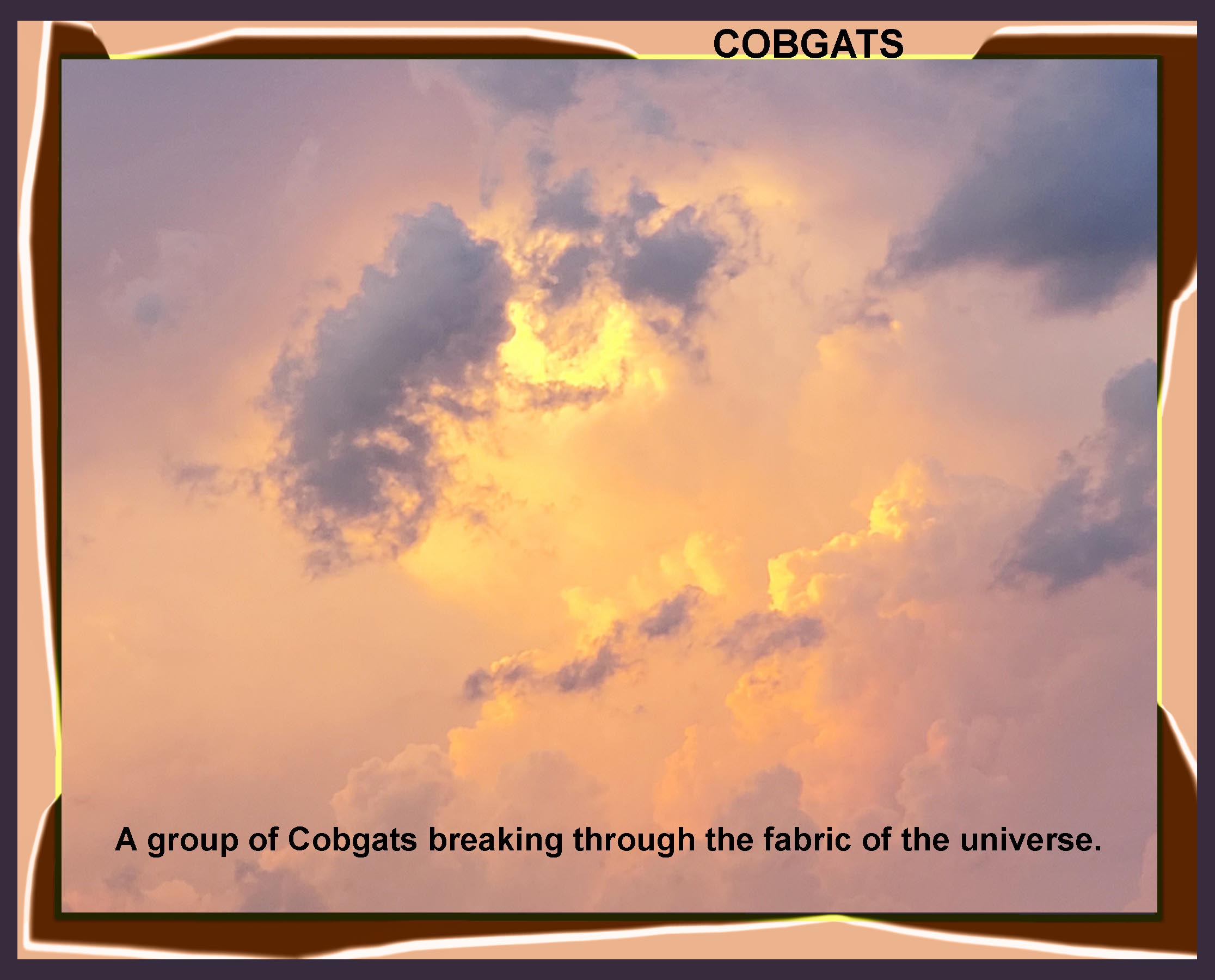 Image of Cobgats breaking through the fabric of the universe